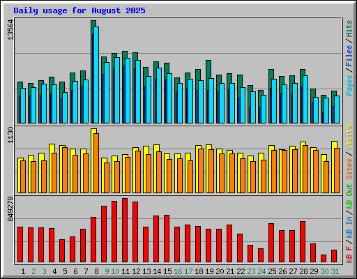 Daily usage for August 2025